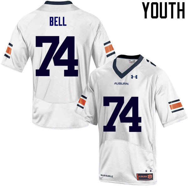 Youth Auburn Tigers #74 Wilson Bell College Football Jerseys Sale-White